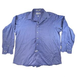 Marshall Field's Vintage (2006) Men's Blue Herringbone Dress Shirt 17 34/35